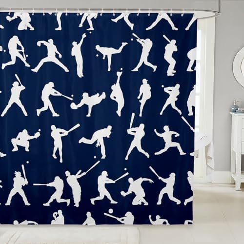 Feelyou Baseball Shower Curtain Set 72x72 Kids Baseball Player