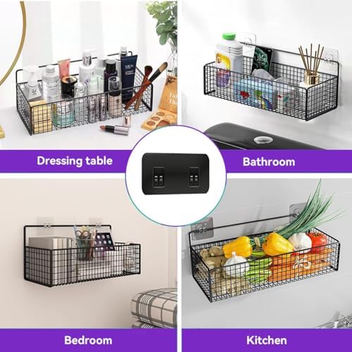 Stylish Black Shower Caddy Adhesive Hooks