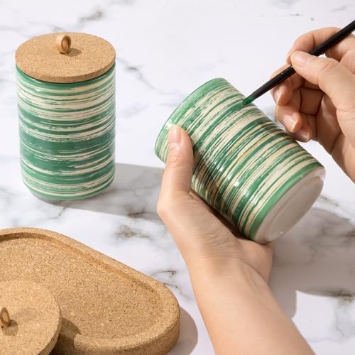 BSICPRO Qtip Holder Set with Vanity Tray - Green