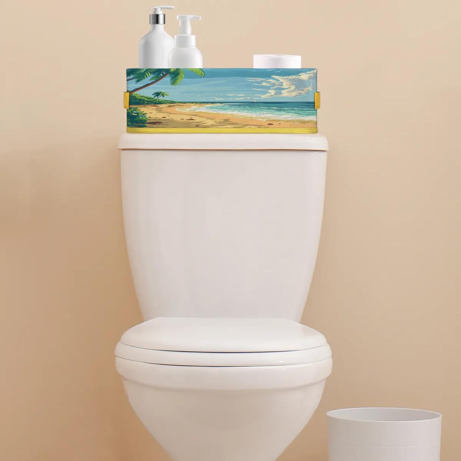 Tropical Beach Toilet Paper Basket with Handles