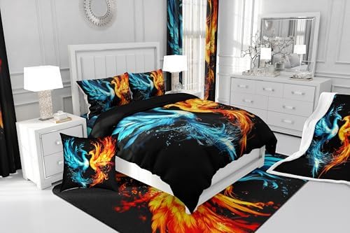 Feelyou Kids Phoenix Shower Curtain Set Blue Red 72x84