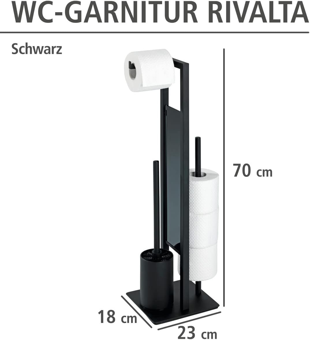 WENKO Toilet Paper Stand with Brush and Spare Holder 1