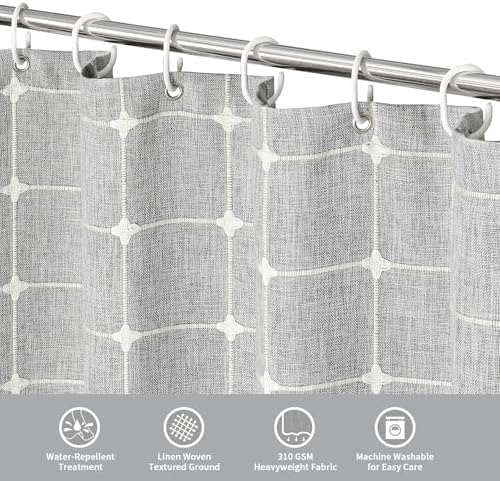 MitoVilla Grey Boho Narrow Shower Curtain Set