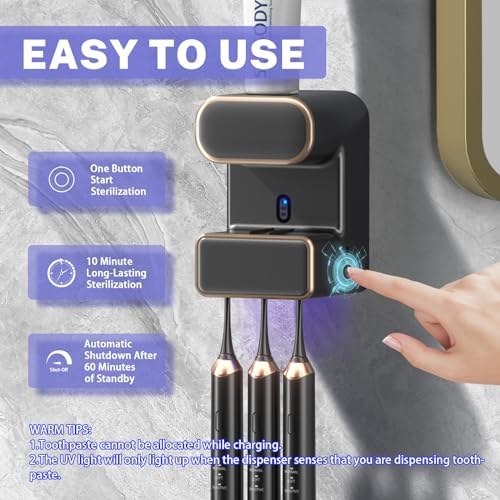 Automatic Toothpaste Dispenser with 3 Slots - Wall Mount Anti-Cross Contamination