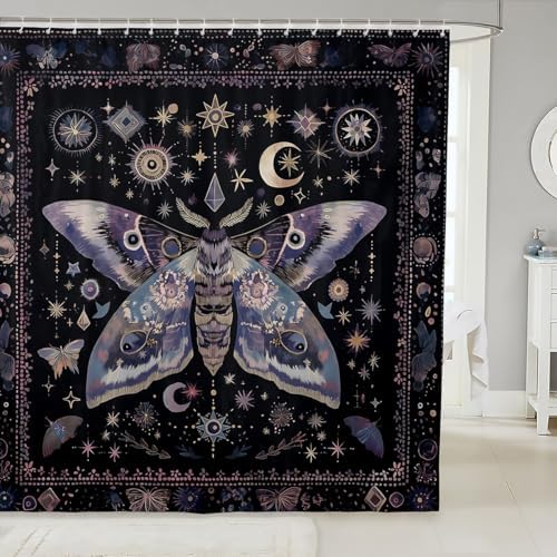 Erosebridal Boho Galaxy Shower Curtain Set