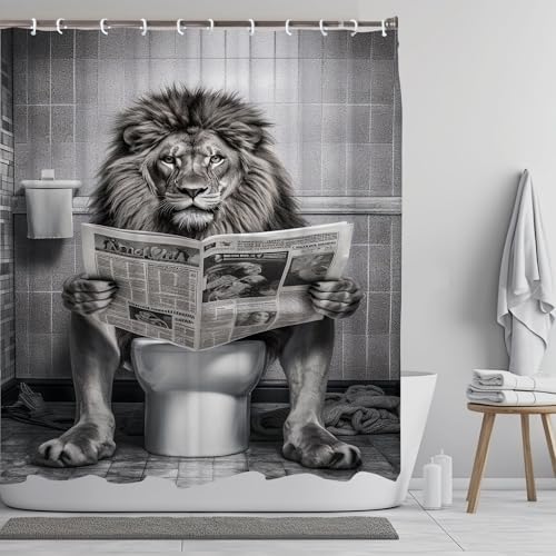 Funny Lion Shower Curtain Set for RV Travel