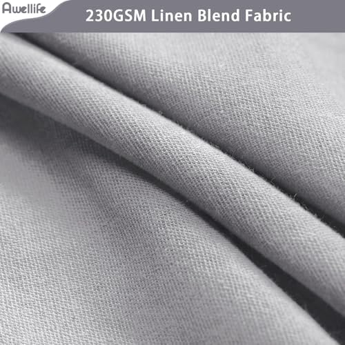 Awellife Grey Linen Textured Shower Curtain 84 Inch