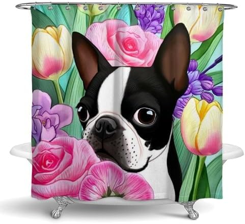 OXJOIIS Shower Curtain with 12 Hooks - Florals Art Design
