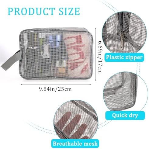 Mozeat Lens Mesh Shower Caddy Bag Tote Grey