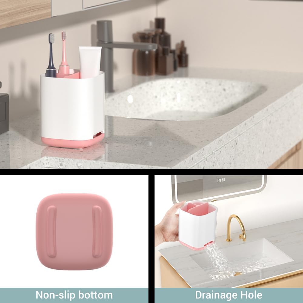 CUEPAINT 3-Slot Toothbrush Holder with Anti-Slip Base