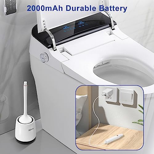 Electric Toilet Brush with Rechargeable Battery and Ventilated Holder