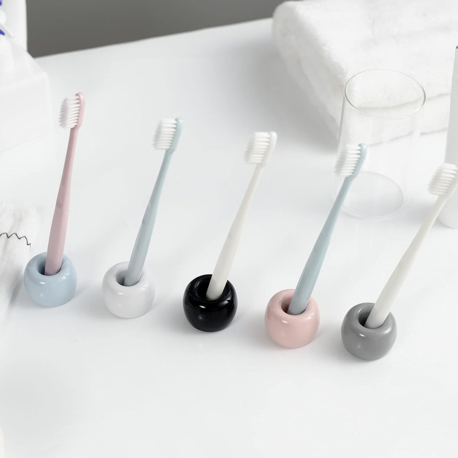 Mini Ceramic Toothbrush Holder 2-Piece Set 1