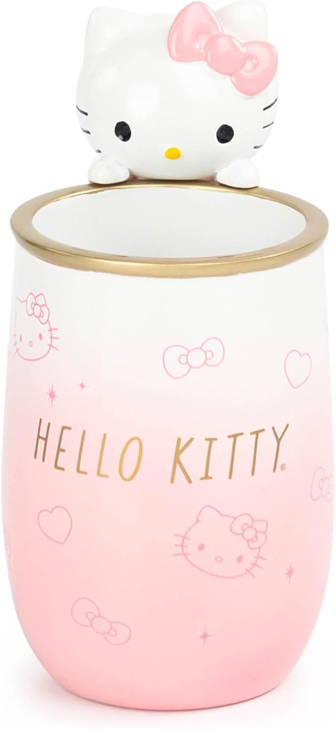 Hello Kitty Tumbler - Pink Resin Toothbrush Holder with Charm
