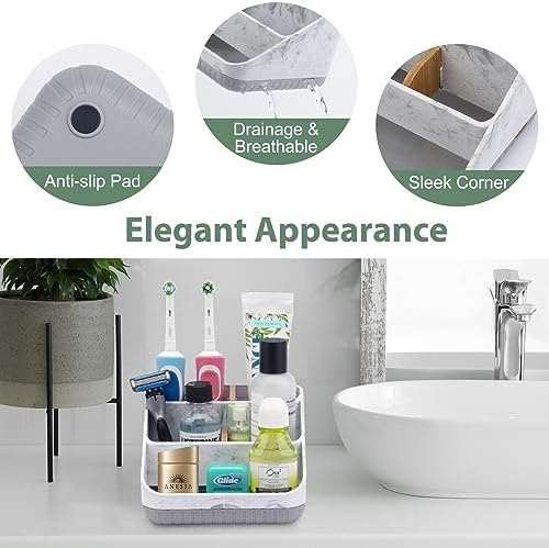 Chintu 6-Slot Marble Toothbrush Holder with Drainage