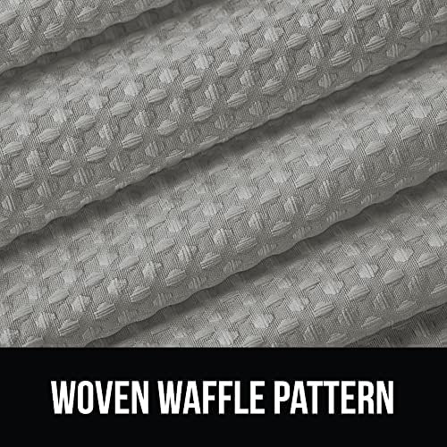Gorilla Grip Bath Mat Set and Waffle Shower Curtain Bundle in Gray