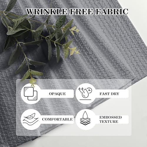 OVZME Berry Grey Shower Curtain Set with 12 Hooks