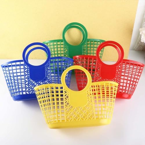 1PCS Durable Hollow Storage Basket for Kitchen and Shower Yellow