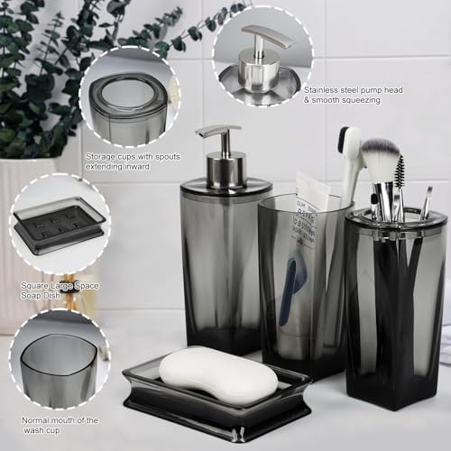 4PCS Clear Black Bathroom Accessories Set 1