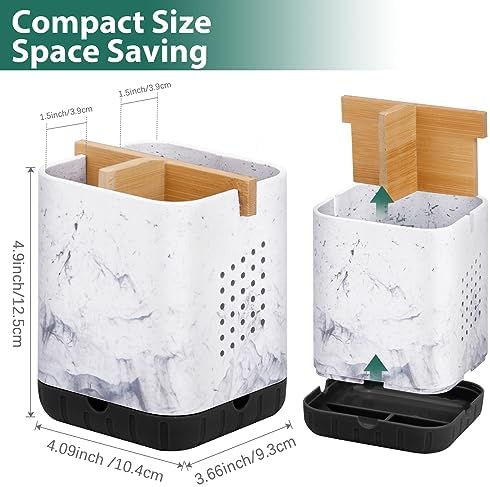 Boperzi Bamboo Toothbrush Holder with Drain and 3 Slots