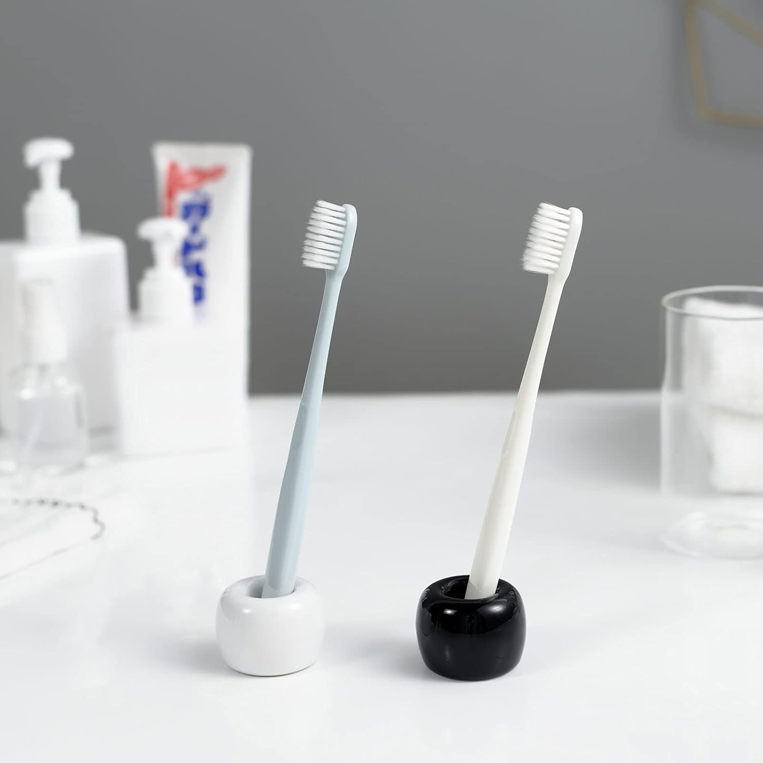 Mini Ceramic Toothbrush Holder 2-Piece Set 1