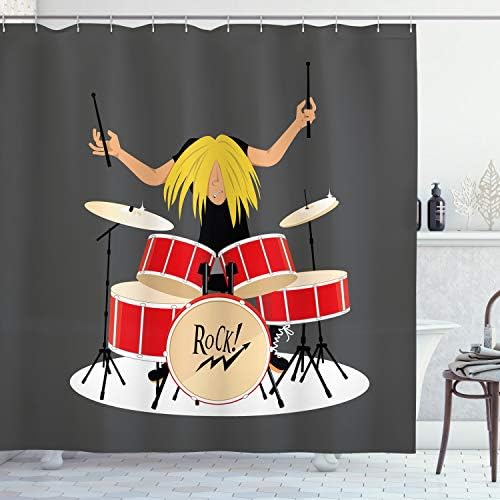 Ambesonne Drums Shower Curtain Set with 12 Hooks