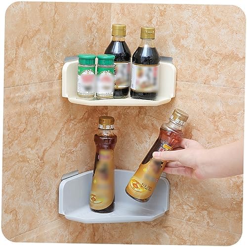2pcs No Punching Triangle Storage Rack for Bathroom and Kitchen