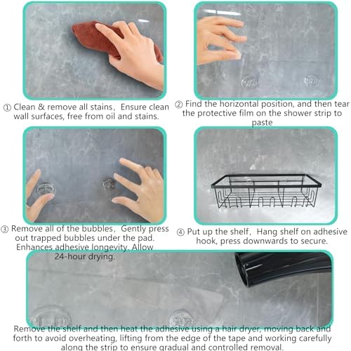 CIFIRRET 8 Pcs Shower Caddie Adhesive Hooks No Drilling