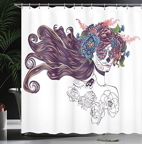 Ambesonne Ethnic Shower Curtain Set with Hooks 69 x 75 Purple Green
