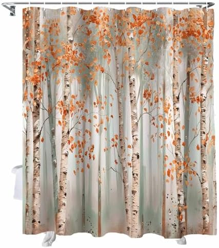 Funnywall88 72 Inch Waterproof Shower Curtain Set with 12 Hooks