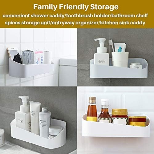 SUNFICON Adhesive Shower Caddy Wall Mounted Storage Rack Gray