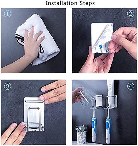 HANZE 3 in 1 Wall Mounted Toothbrush Holder 2 Pack Black
