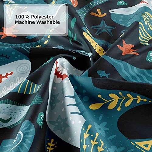 Cute Shark Shower Curtain for Kids Bathroom 69x70 Inches