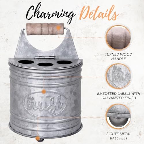 Autumn Alley Galvanized Toothbrush Holder - Farmhouse Style
