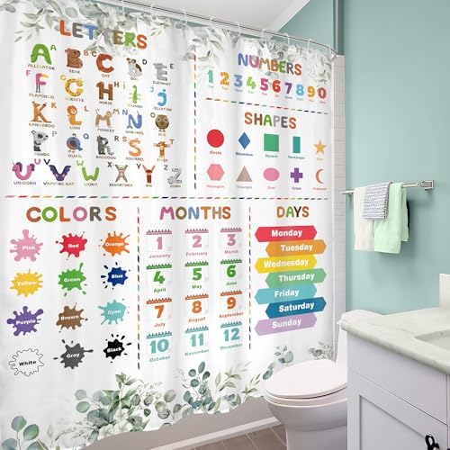 Mitpok Kids Alphabet ABC Cartoon Animal Shower Curtain