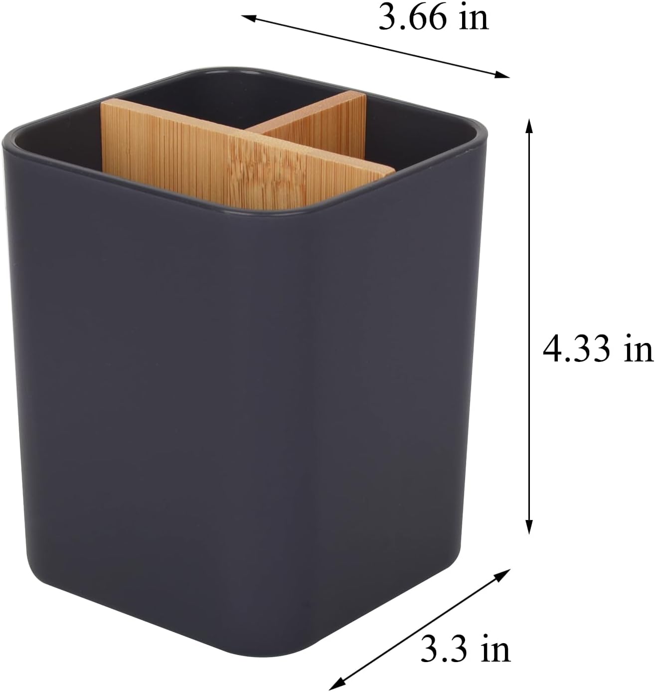 Cool Grey Bamboo Toothbrush Holder with 3 Slots