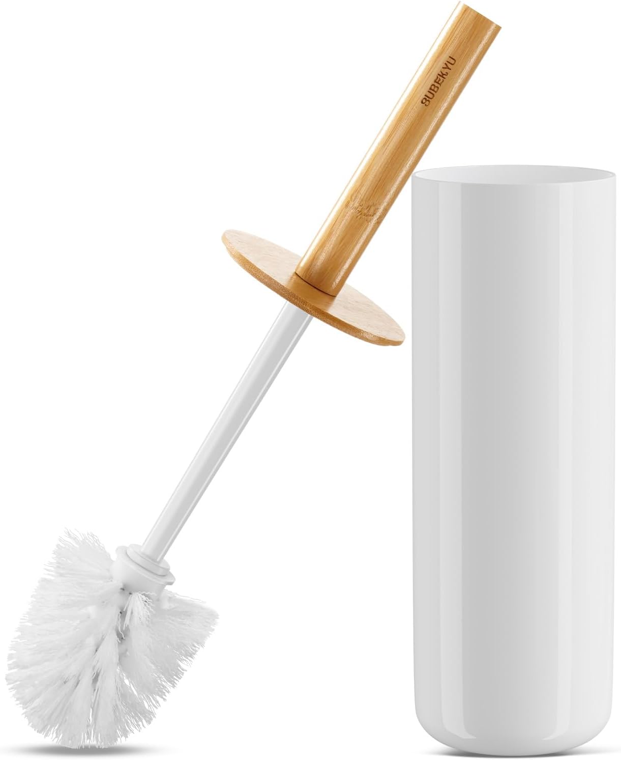 SUBEKYU Toilet Brush Set with Holder White