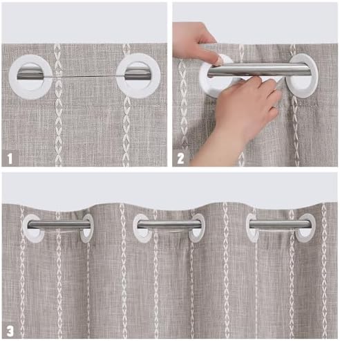 MitoVilla Boho Farmhouse Shower Curtain Set Grey Taupe 72x74