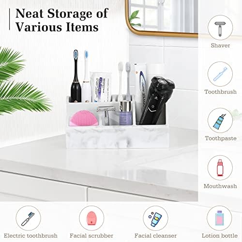 Luxspire 5 Slot Toothbrush Holder with Marble Design