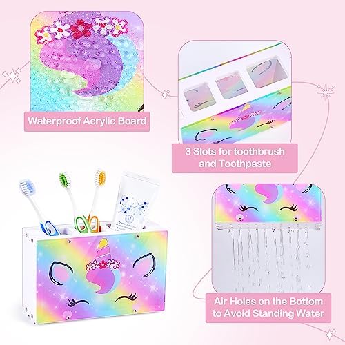 ICOSY Kids Toothbrush Holder with 3 Slots and Drainage