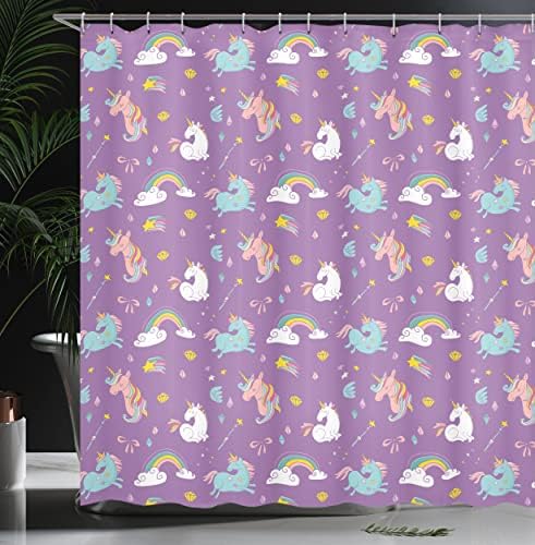 Ambesonne Magic Unicorn Rainbow Shower Curtain 69x84