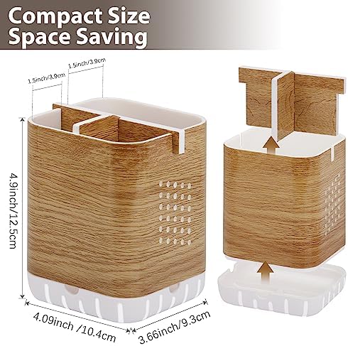 Boperzi Wood Grain Toothbrush Holder with Drainage and Anti-Slip Base