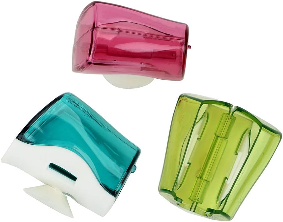 Ergonflow 3Pcs Wall Mounted Toothbrush Holder with Suction Cup and Cover Case