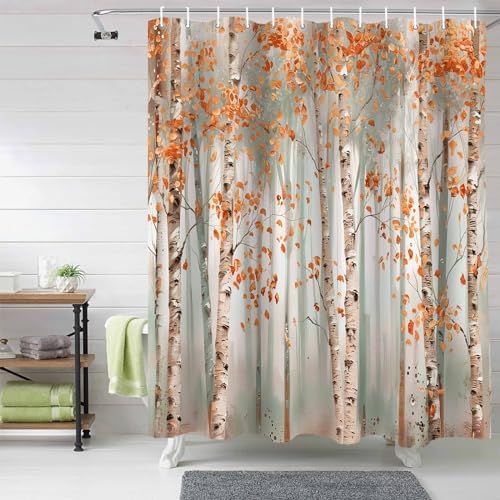 Funnywall88 72 Inch Waterproof Shower Curtain Set with 12 Hooks