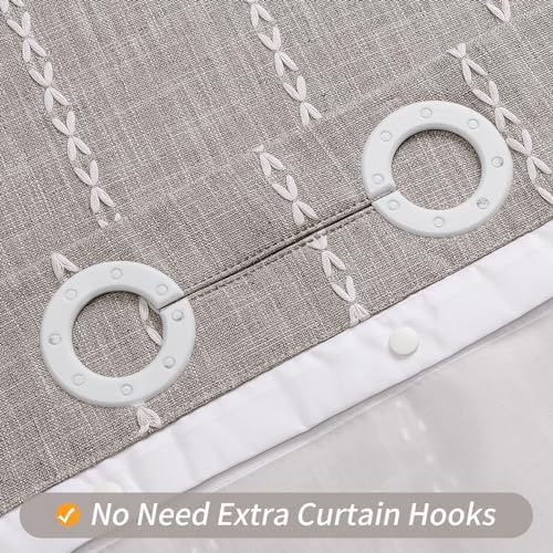 MitoVilla Boho Farmhouse Shower Curtain Set Grey Taupe 72x74