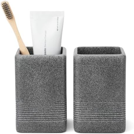 INIUNIK 2PCS Resin Toothbrush Holder Set Dark Grey