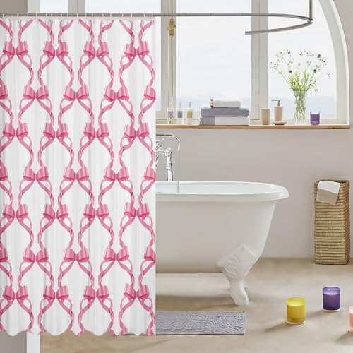 Feelyou Pink Bowknot Bath Curtain Set 72x72 Kids Princess Style 1