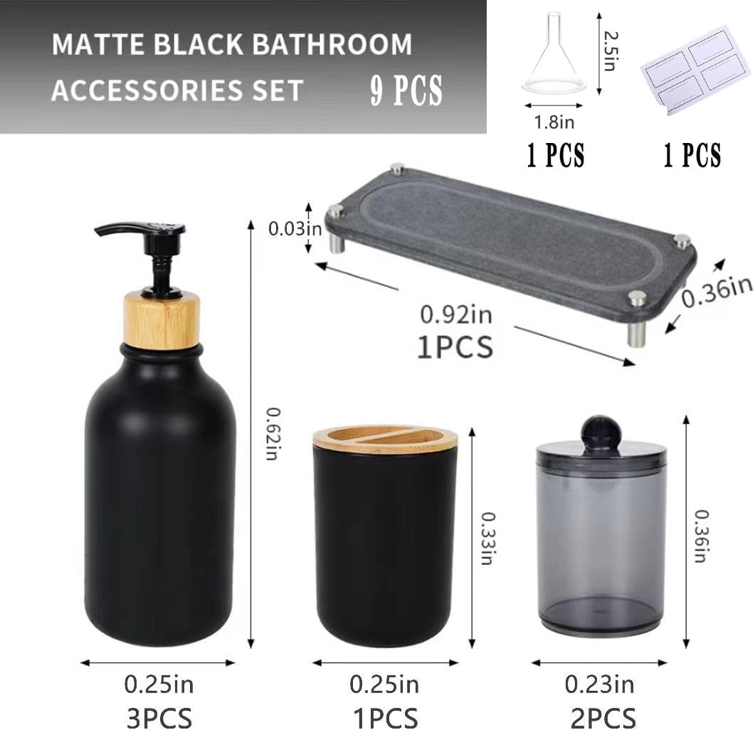 Matte Black Bathroom Accessories Set 7pcs