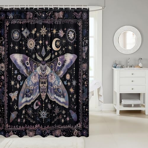 Erosebridal Boho Galaxy Shower Curtain Set