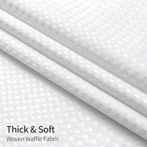 MitoVilla White Waffle Shower Curtain Set with Liner 1
