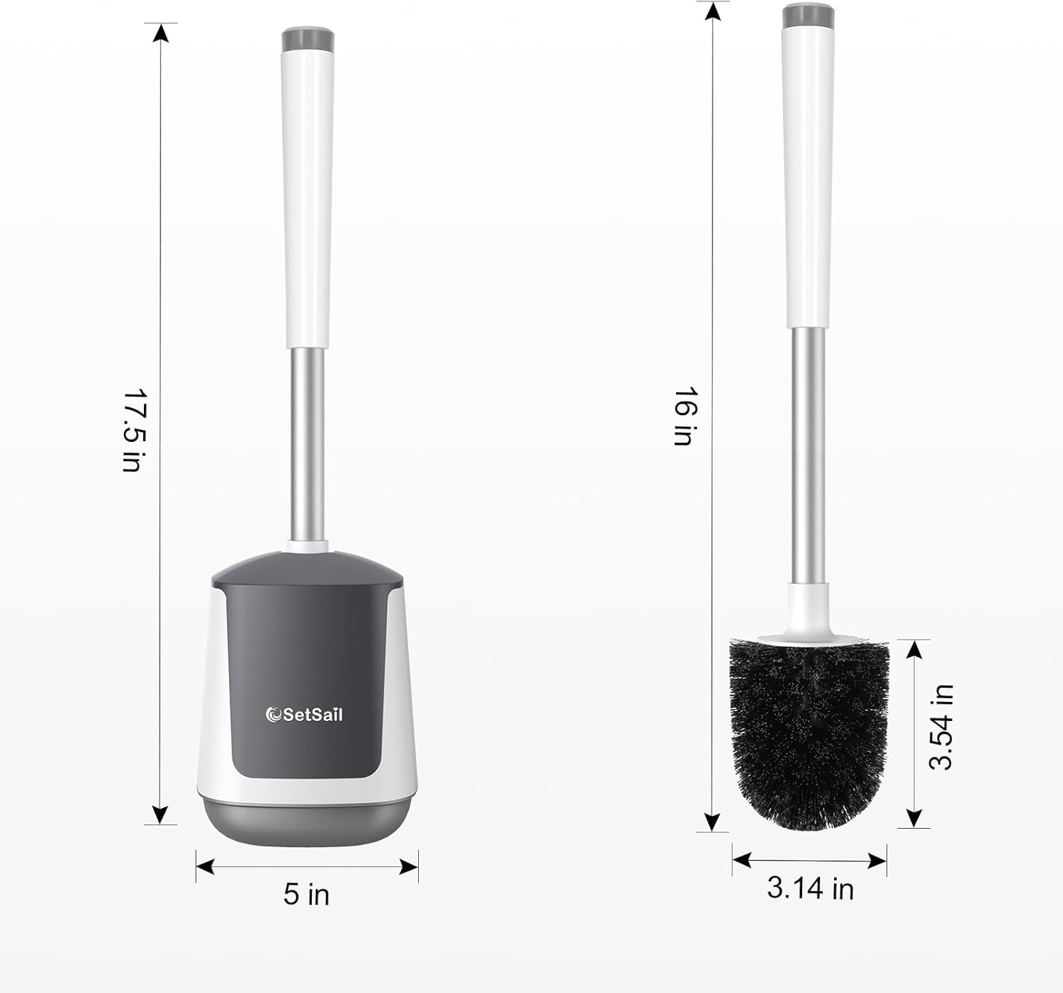 SetSail Toilet Brush 3 Pack with Holder and Bristles